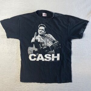 Philcos Johnny Cash Graphic T-Shirt Medium Black Middle Finger Band Tee 2009